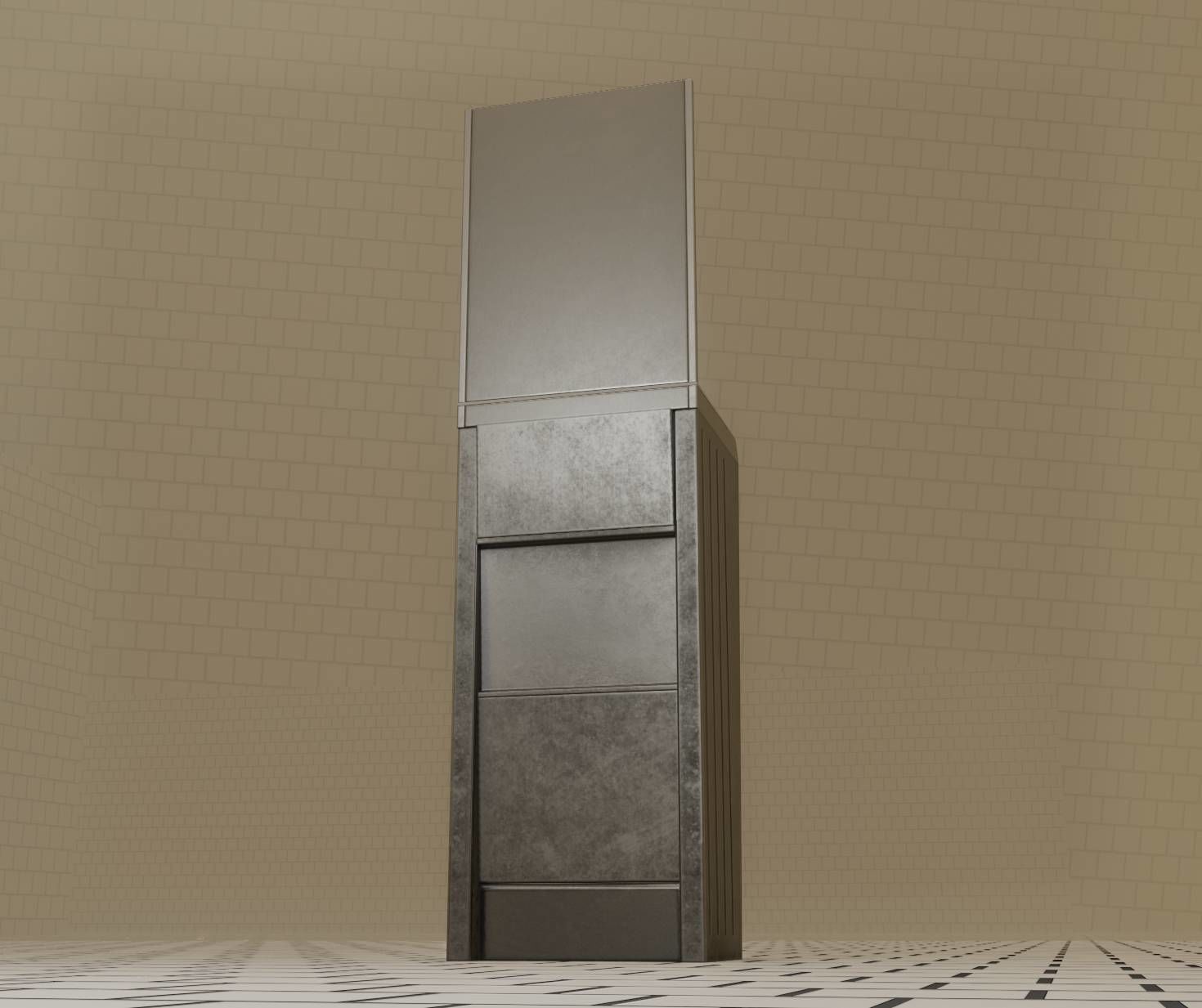 Public Futuristic Sink - 38 - with Mirror Low-poly 3D model_70