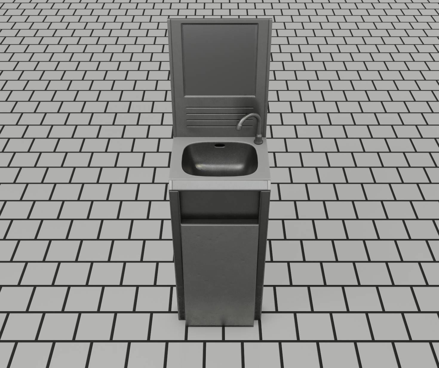 Public Futuristic Sink - 38 - with Mirror Low-poly 3D model_58