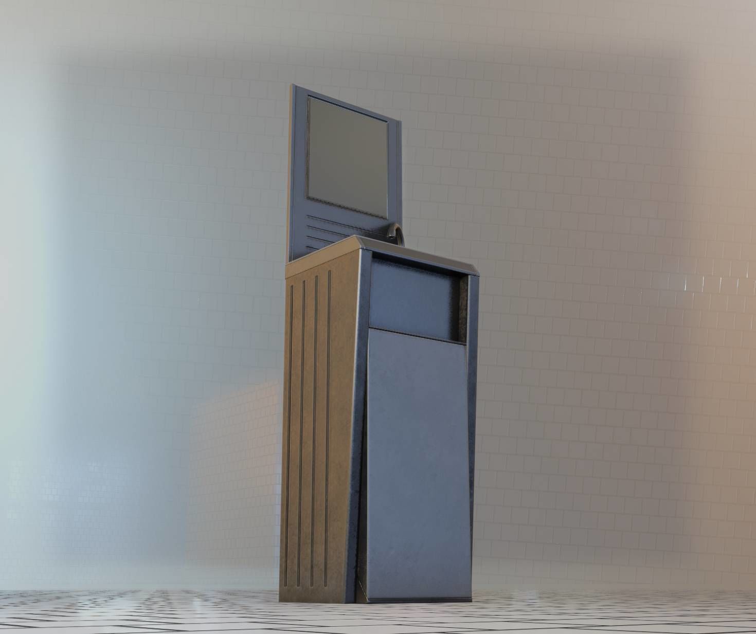 Public Futuristic Sink - 38 - with Mirror Low-poly 3D model_16