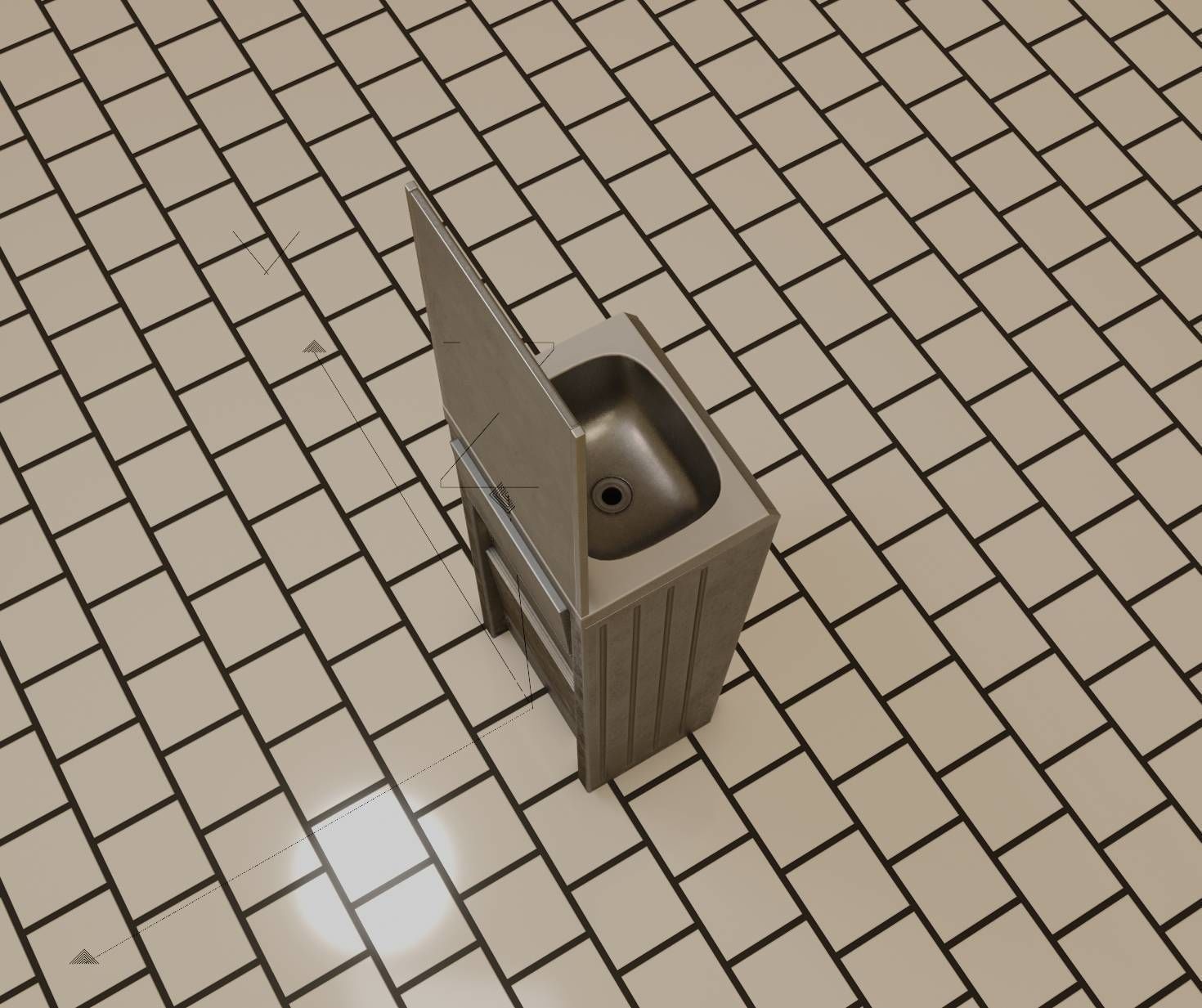 Public Futuristic Sink - 38 - with Mirror Low-poly 3D model_19