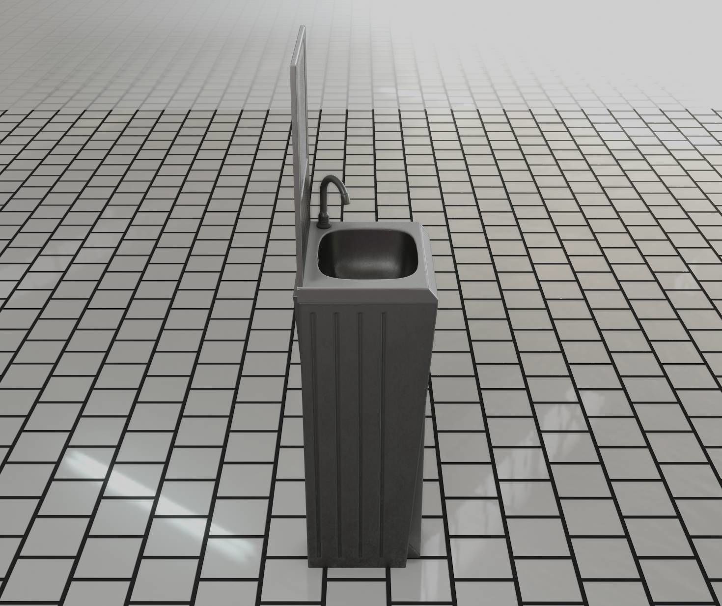 Public Futuristic Sink - 38 - with Mirror Low-poly 3D model_55
