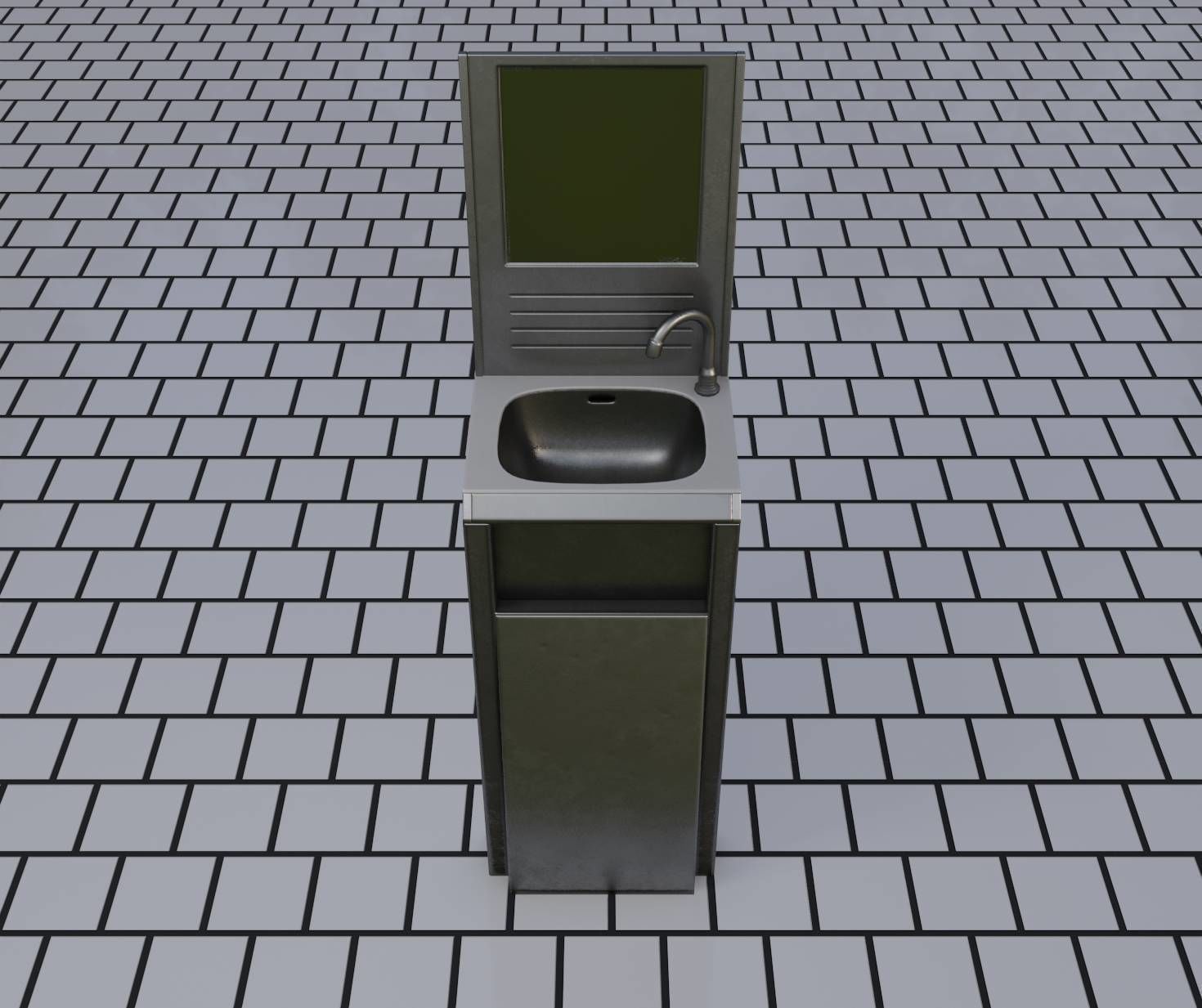 Public Futuristic Sink - 38 - with Mirror Low-poly 3D model_29