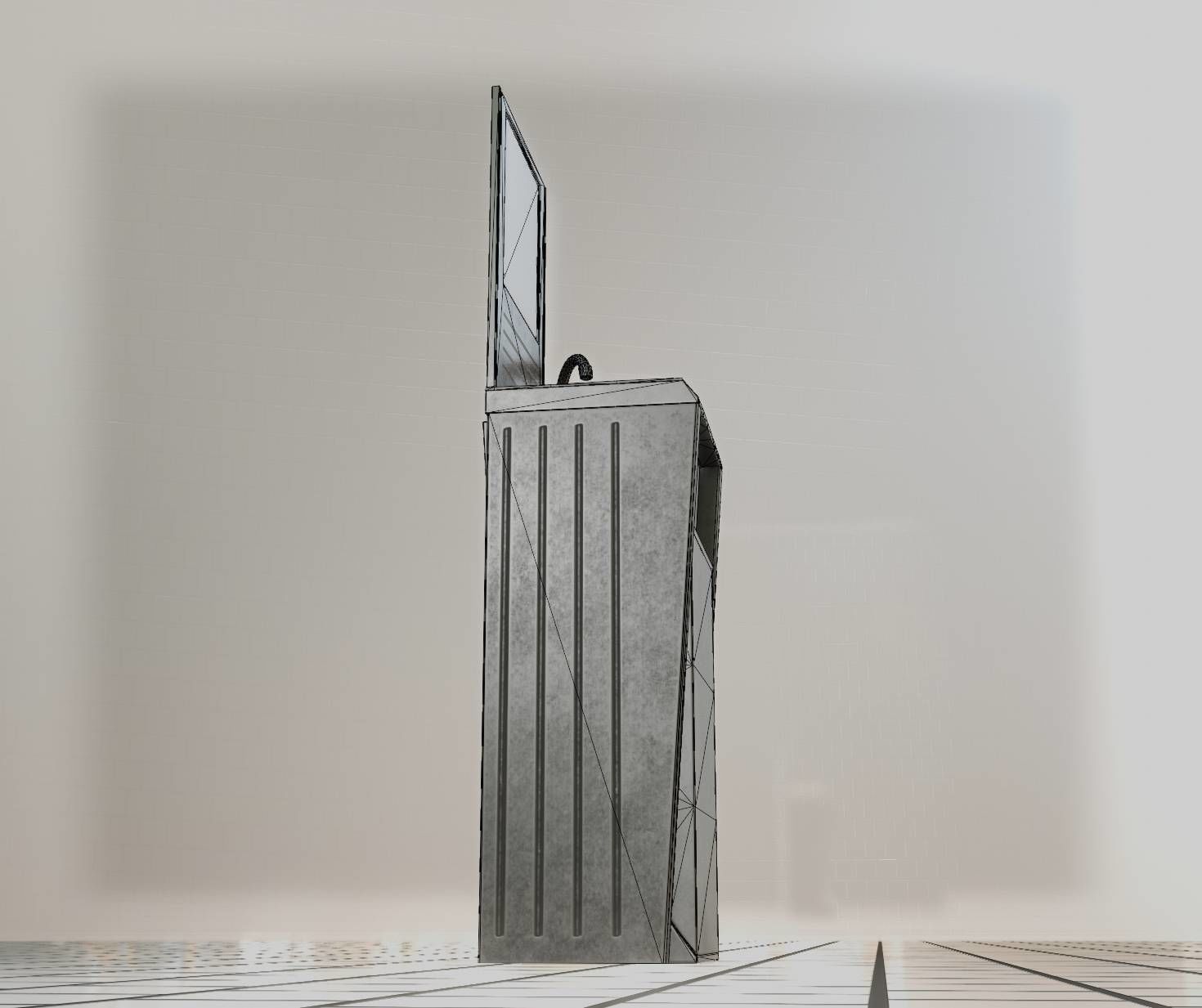 Public Futuristic Sink - 38 - with Mirror Low-poly 3D model_76