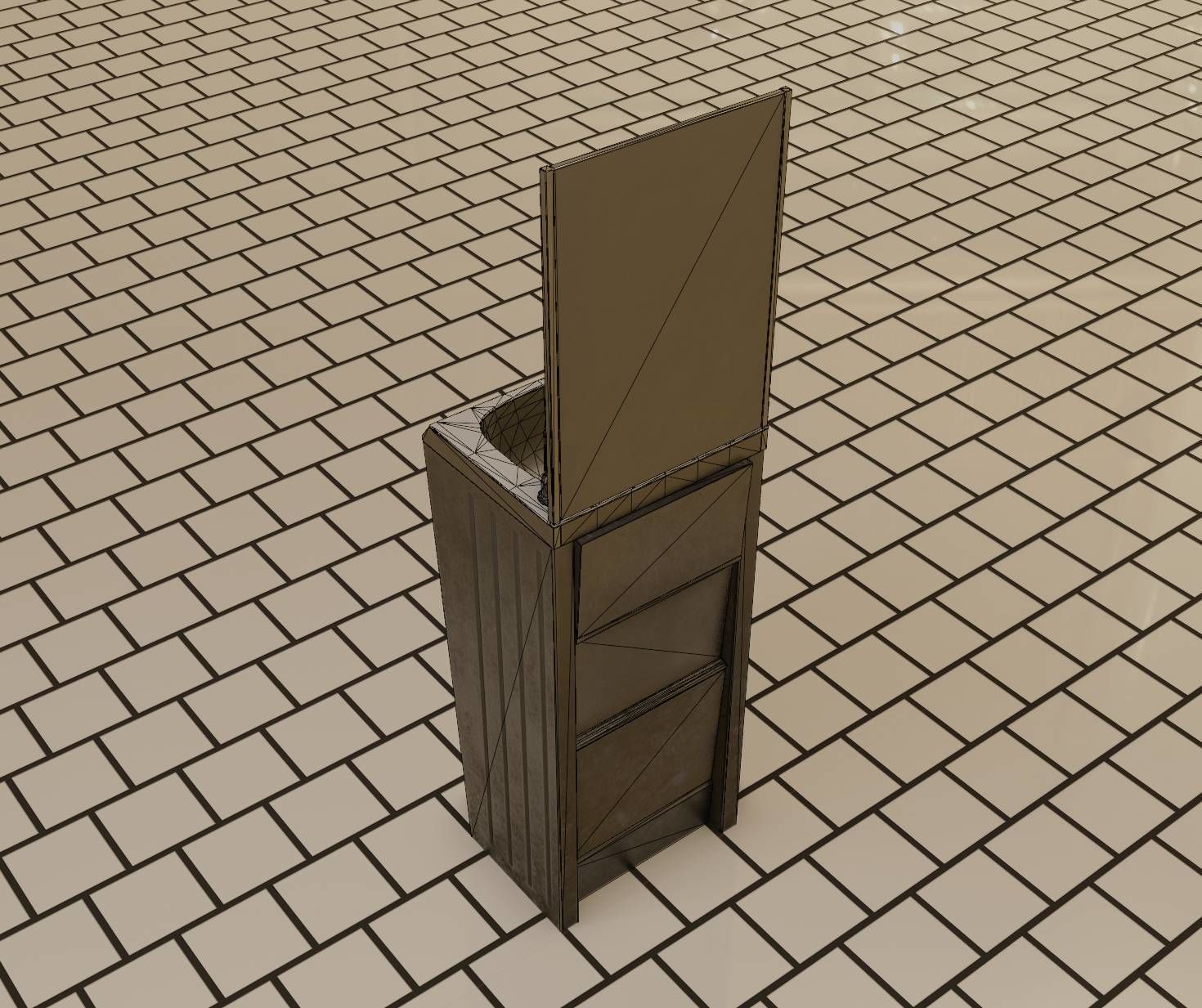 Public Futuristic Sink - 38 - with Mirror Low-poly 3D model_93