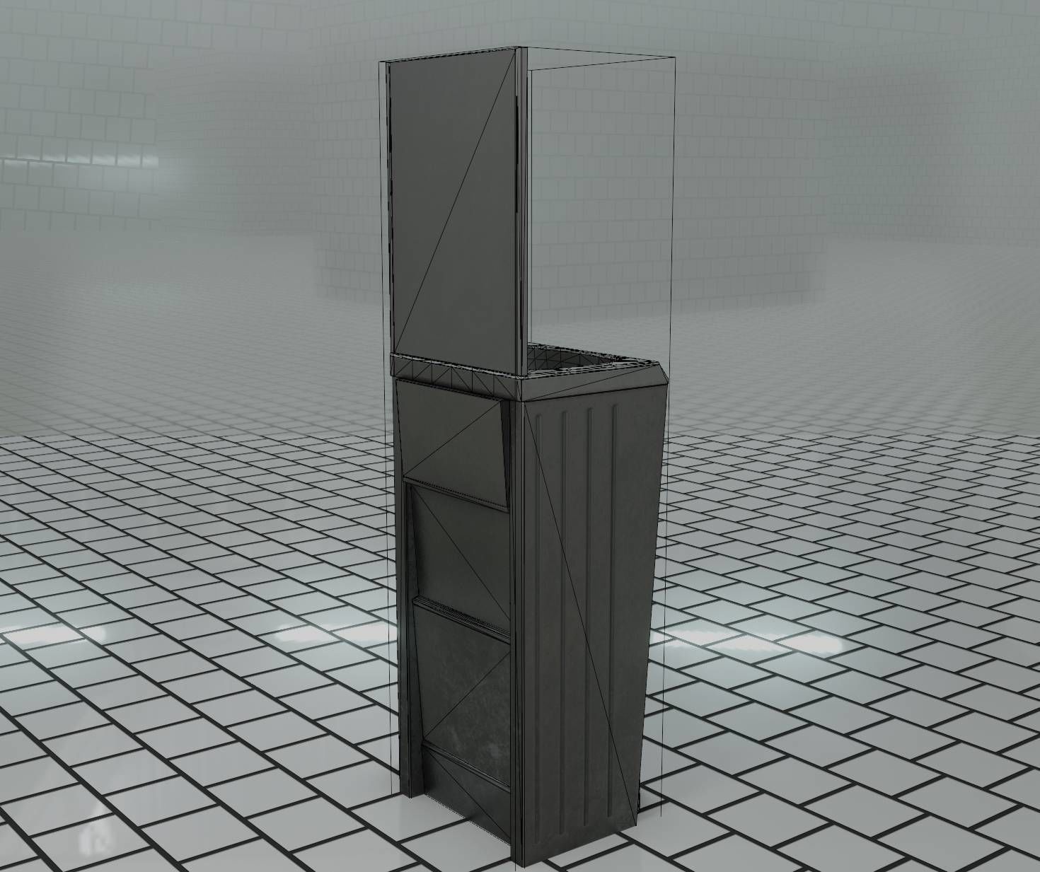 Public Futuristic Sink - 38 - with Mirror Low-poly 3D model_99