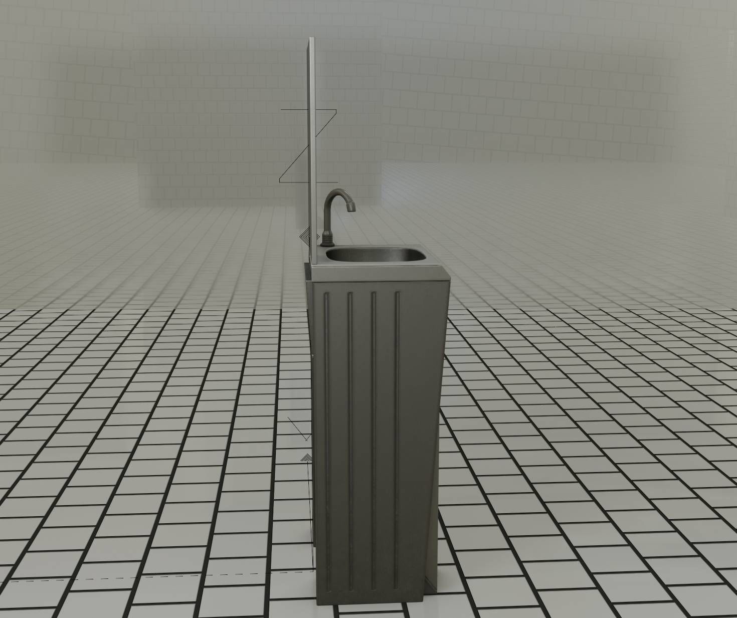 Public Futuristic Sink - 38 - with Mirror Low-poly 3D model_67