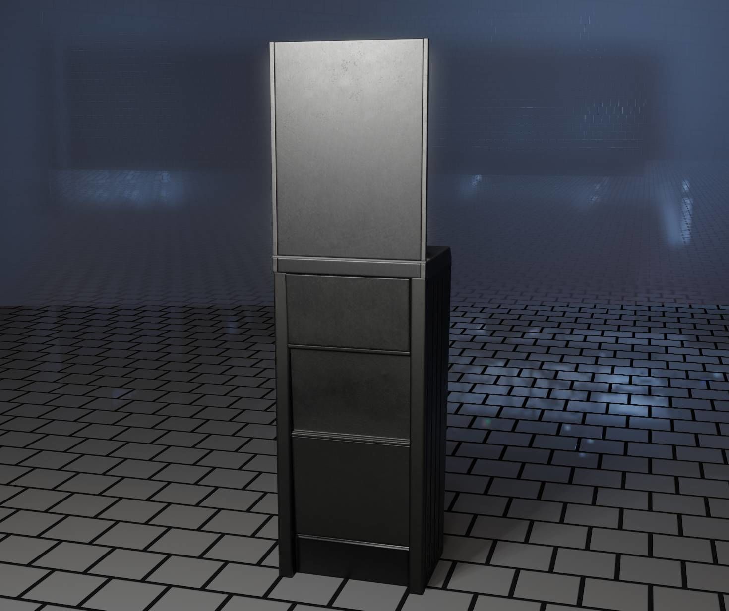 Public Futuristic Sink - 38 - with Mirror Low-poly 3D model_1