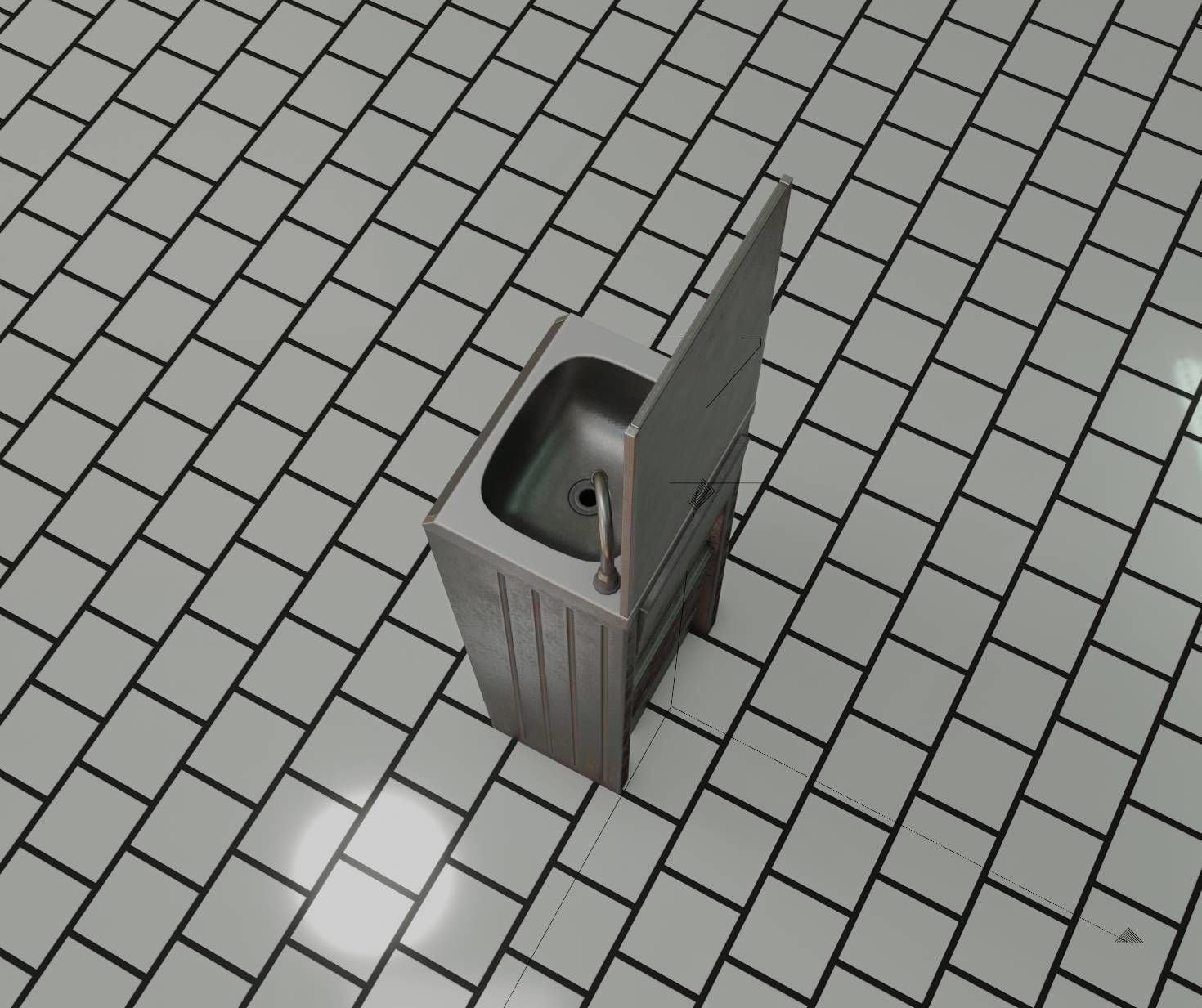 Public Futuristic Sink - 38 - with Mirror Low-poly 3D model_50