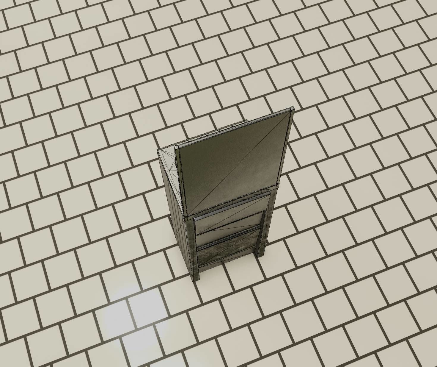 Public Futuristic Sink - 38 - with Mirror Low-poly 3D model_21