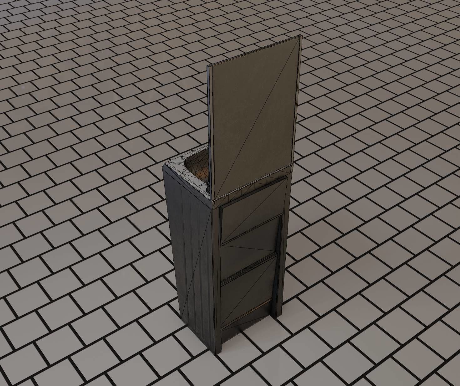 Public Futuristic Sink - 38 - with Mirror Low-poly 3D model_62