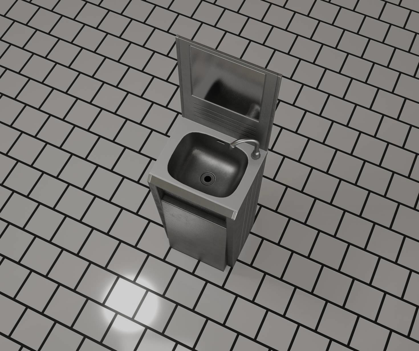 Public Futuristic Sink - 38 - with Mirror Low-poly 3D model_24