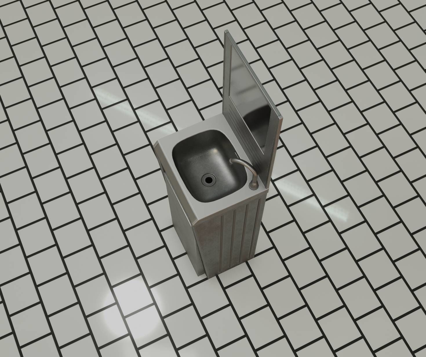 Public Futuristic Sink - 38 - with Mirror Low-poly 3D model_51