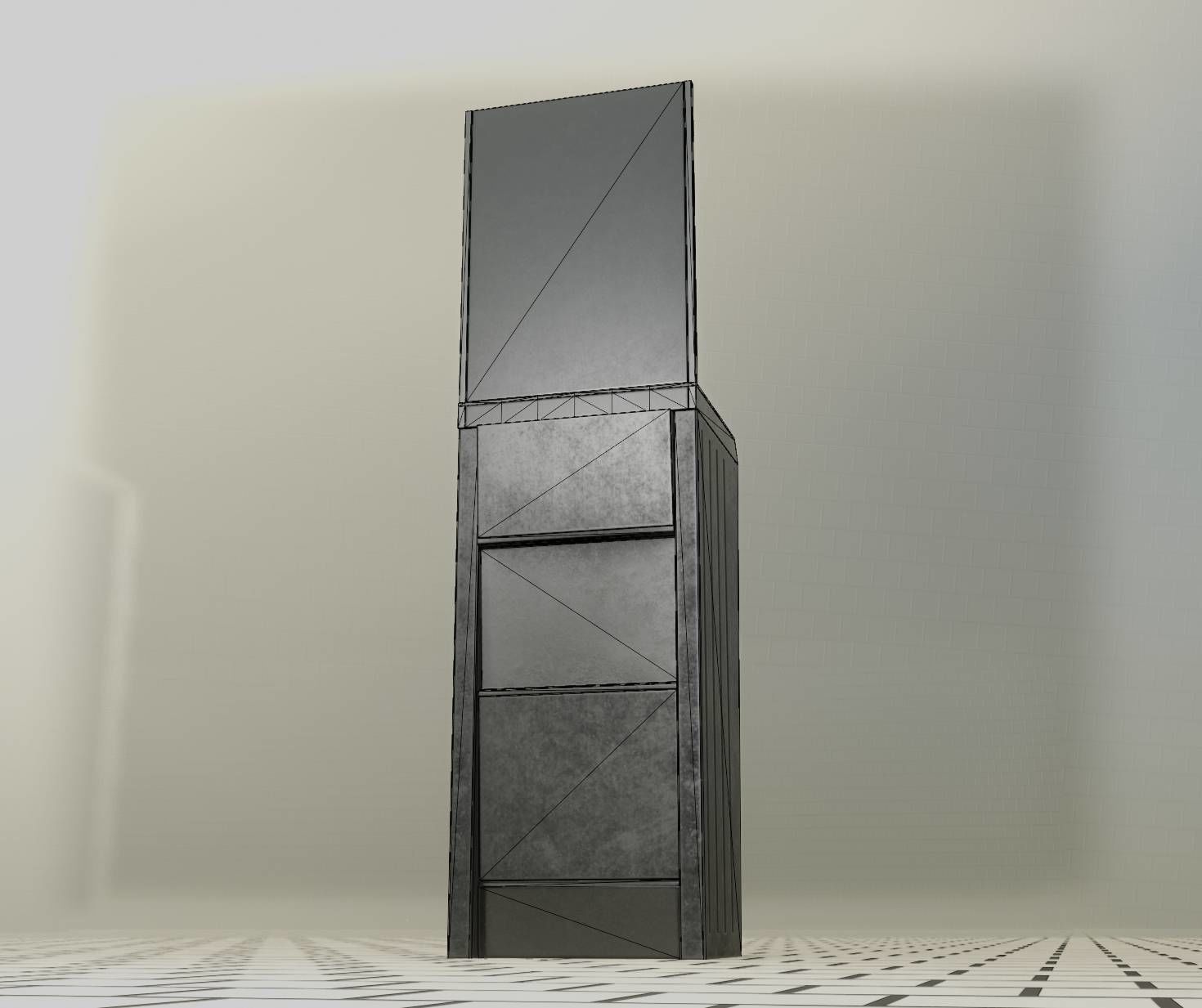 Public Futuristic Sink - 38 - with Mirror Low-poly 3D model_12