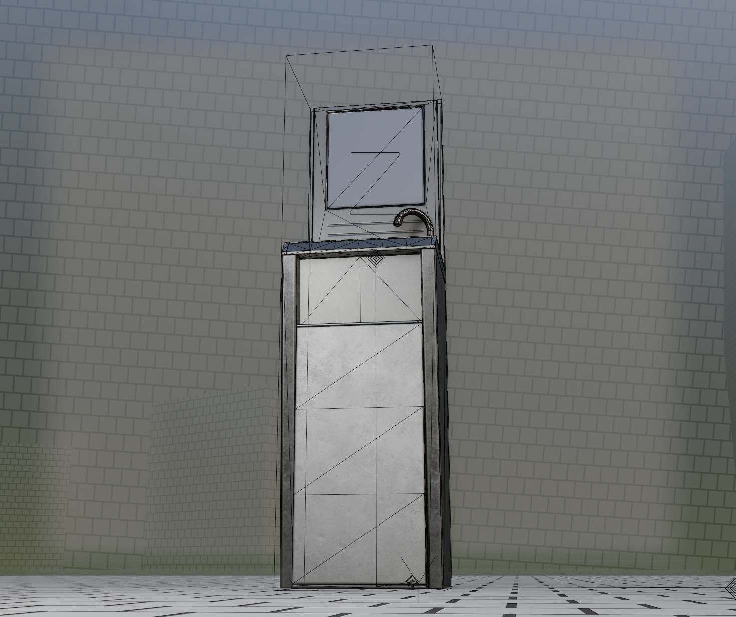 Public Futuristic Sink - 38 - with Mirror Low-poly 3D model_74