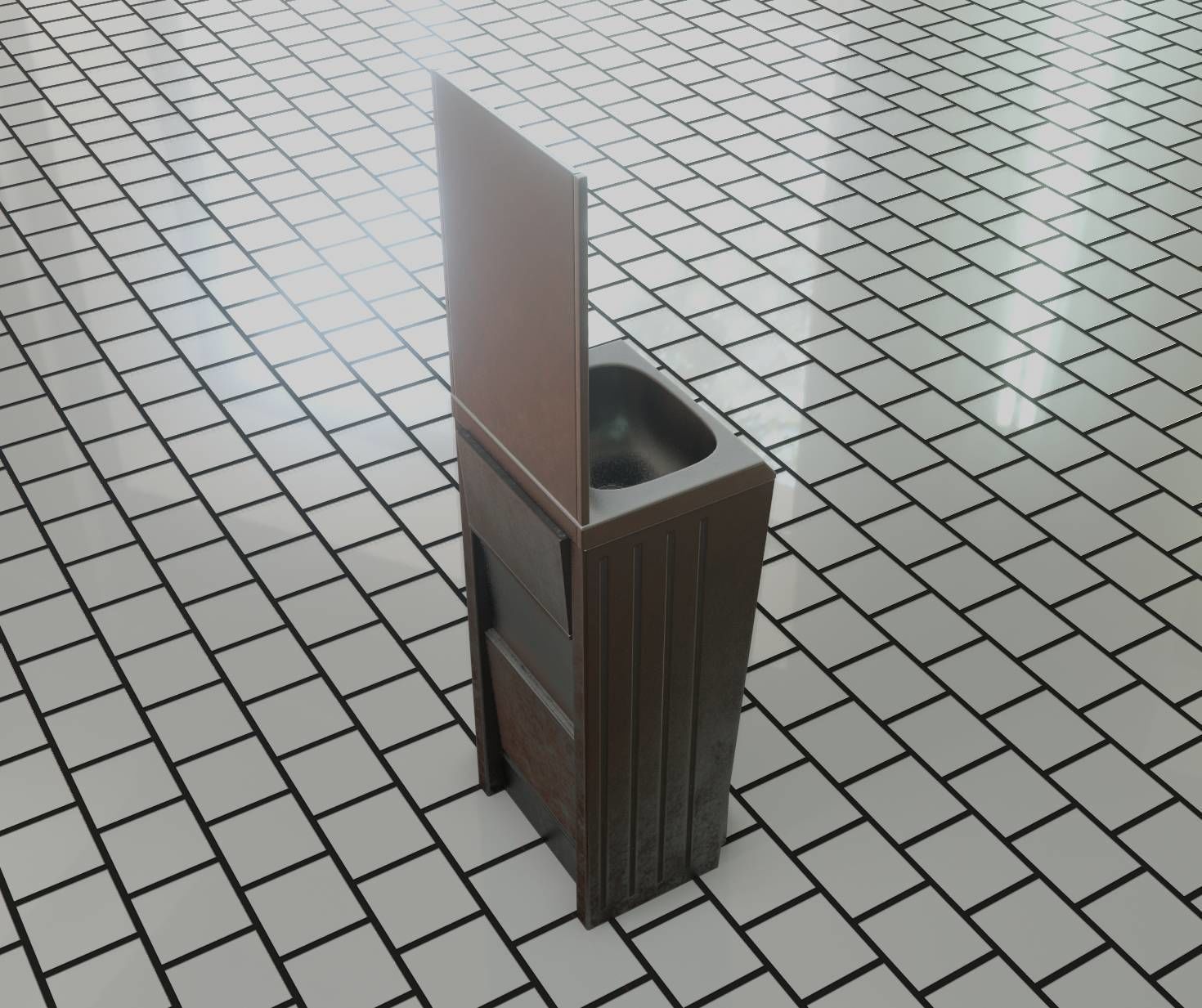 Public Futuristic Sink - 38 - with Mirror Low-poly 3D model_31