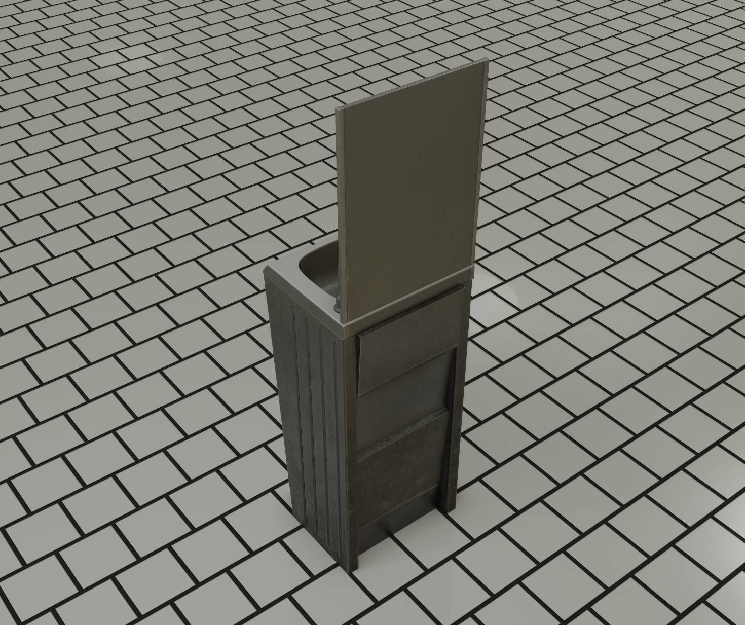 Public Futuristic Sink - 38 - with Mirror Low-poly 3D model_4