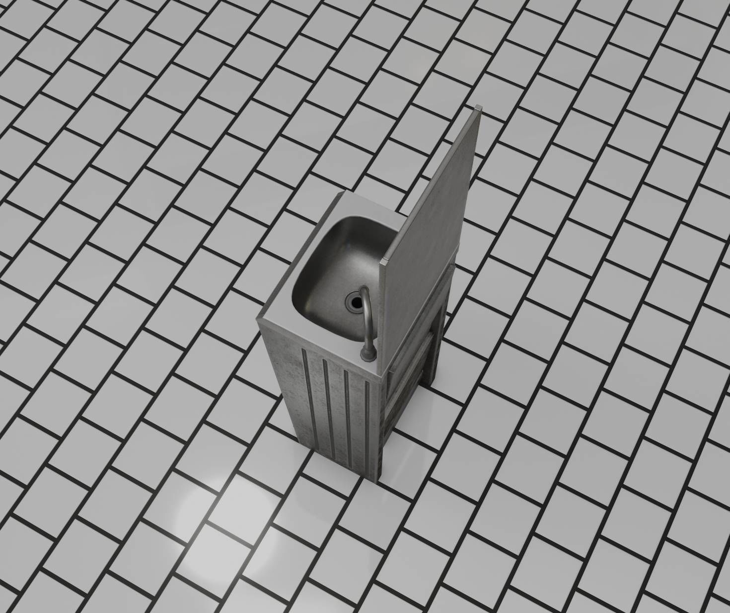 Public Futuristic Sink - 38 - with Mirror Low-poly 3D model_81