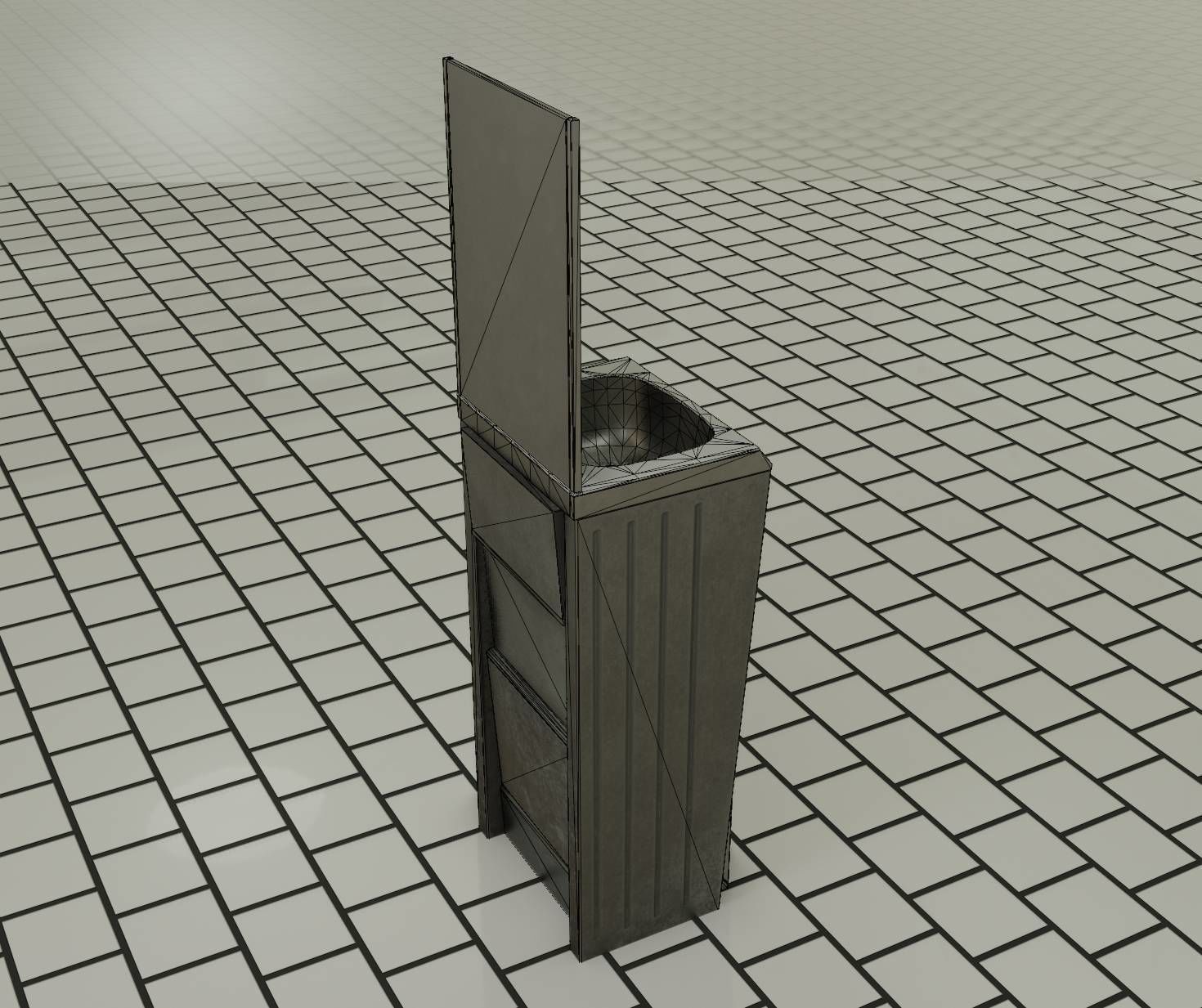 Public Futuristic Sink - 38 - with Mirror Low-poly 3D model_27