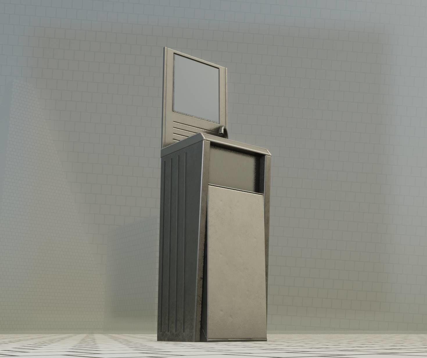 Public Futuristic Sink - 38 - with Mirror Low-poly 3D model_75