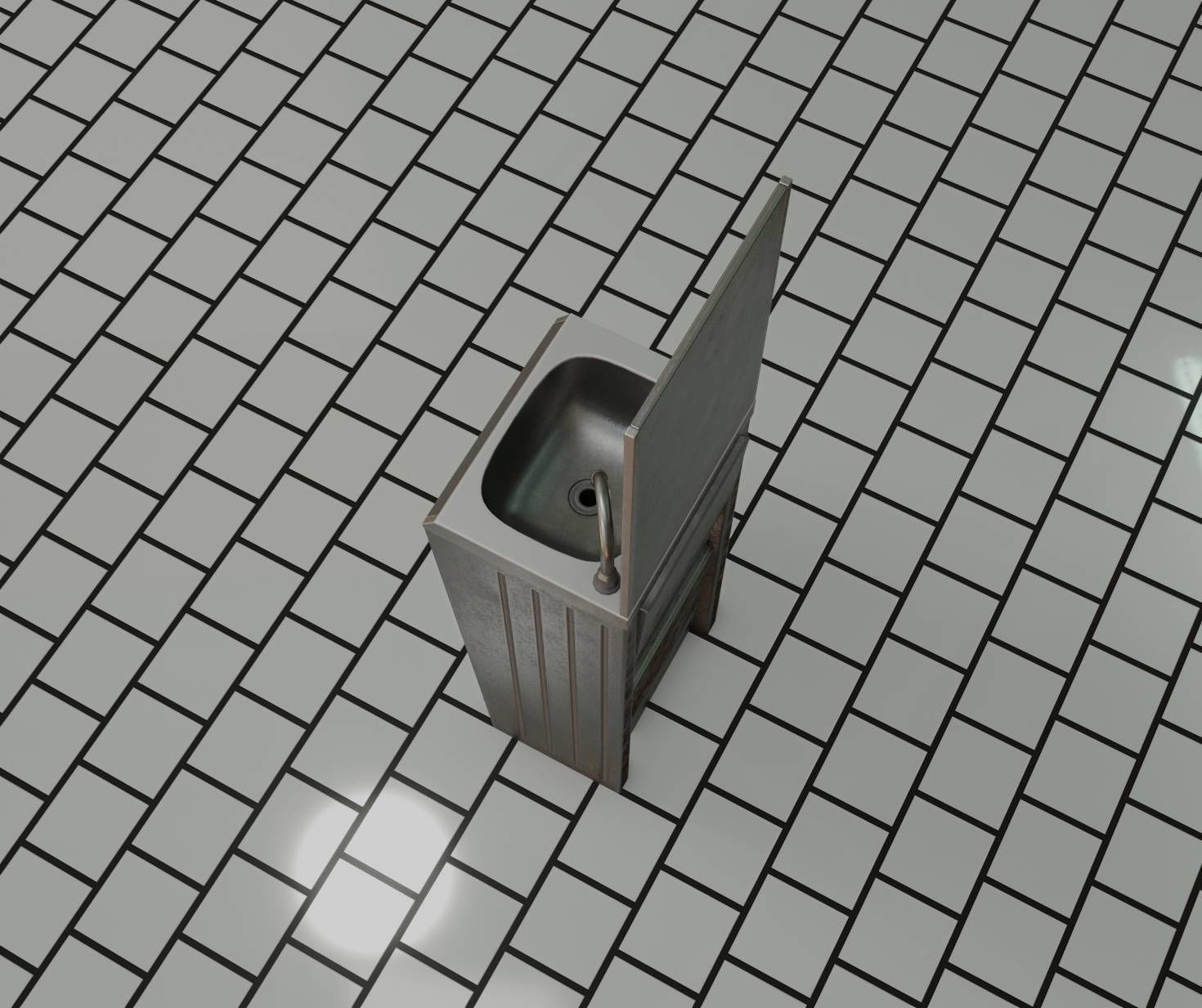 Public Futuristic Sink - 38 - with Mirror Low-poly 3D model_22