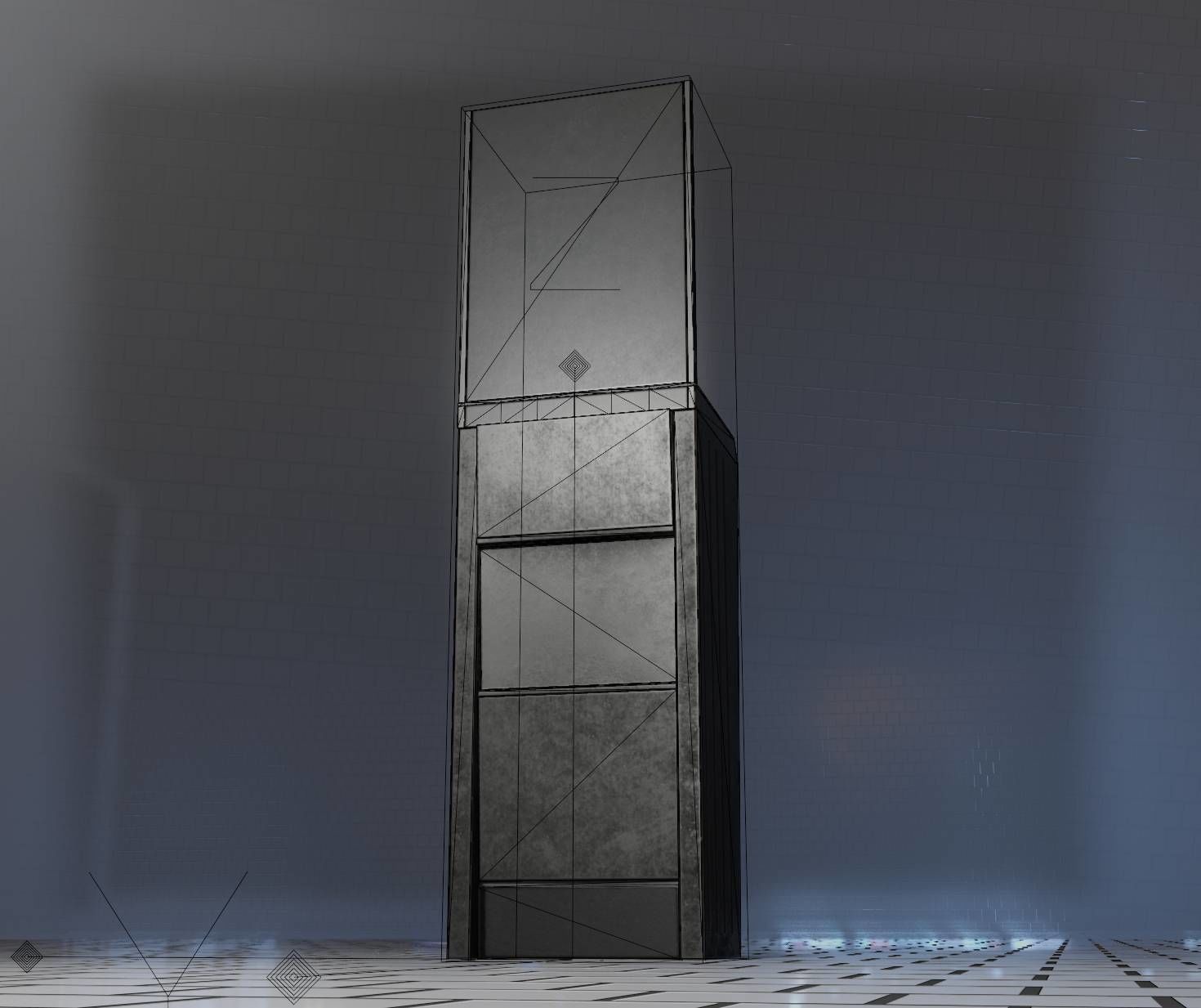 Public Futuristic Sink - 38 - with Mirror Low-poly 3D model_39