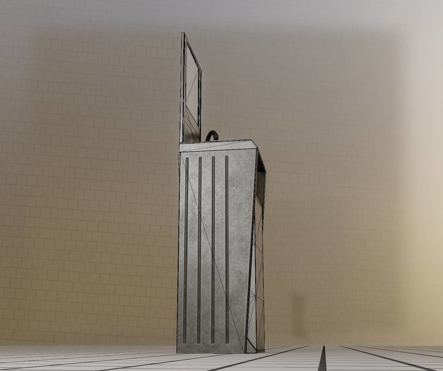 Public Futuristic Sink - 38 - with Mirror Low-poly 3D model_45