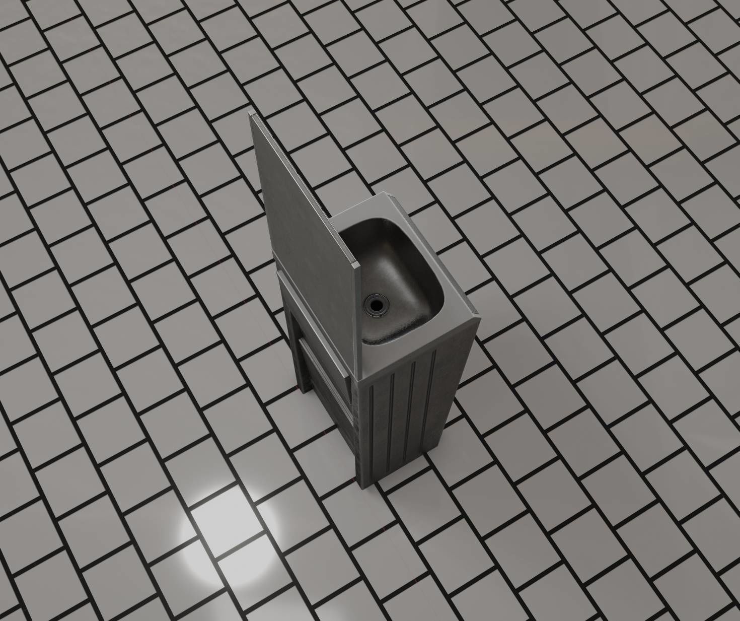 Public Futuristic Sink - 38 - with Mirror Low-poly 3D model_78