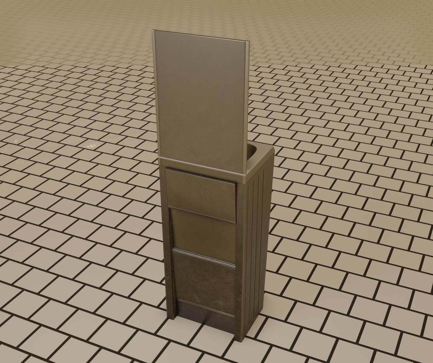 Public Futuristic Sink - 38 - with Mirror Low-poly 3D model_28