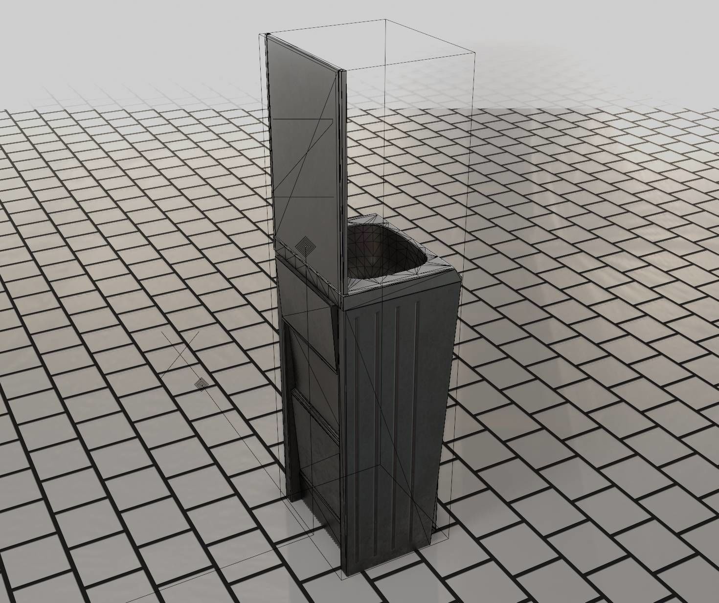 Public Futuristic Sink - 38 - with Mirror Low-poly 3D model_56