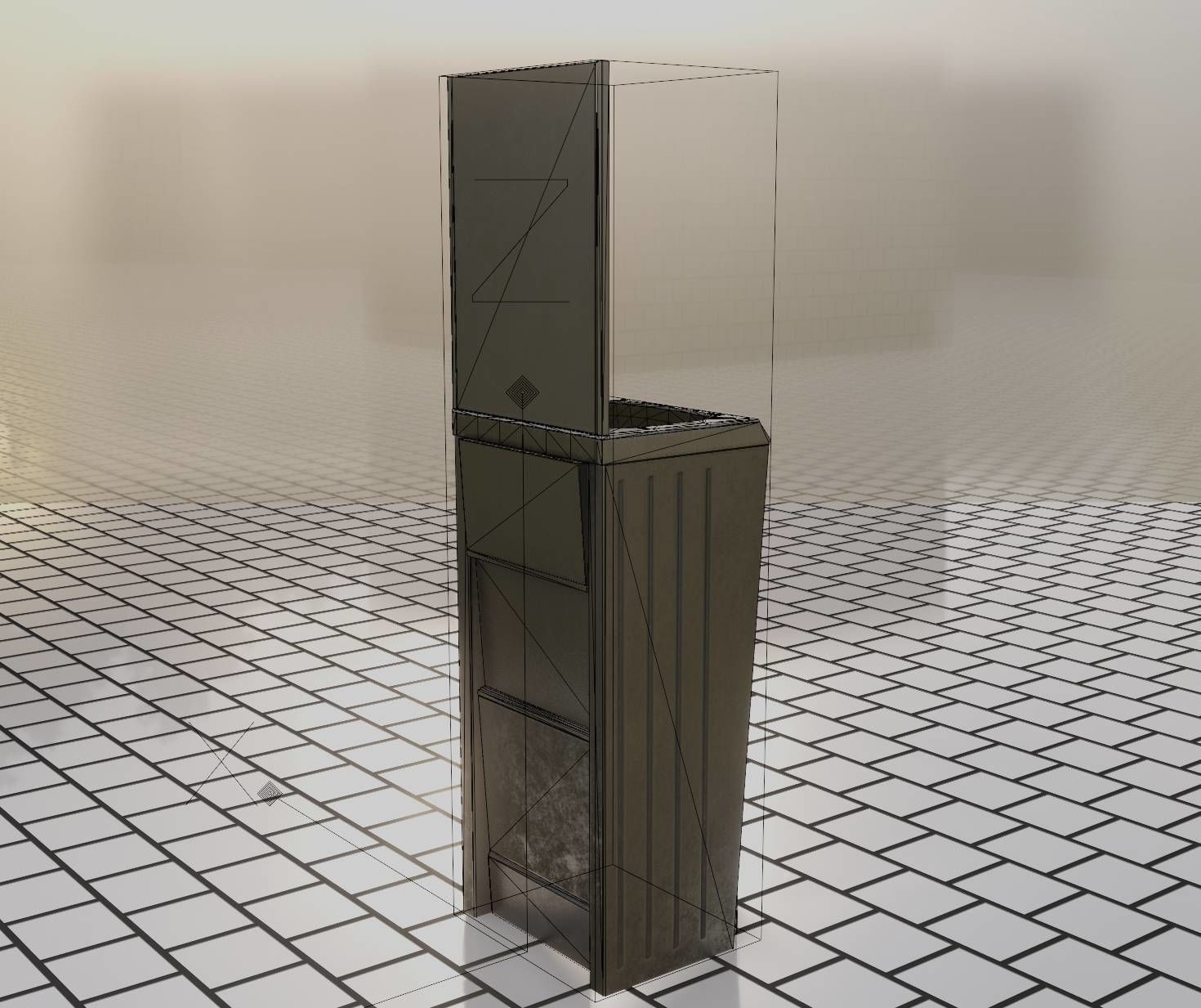 Public Futuristic Sink - 38 - with Mirror Low-poly 3D model_10