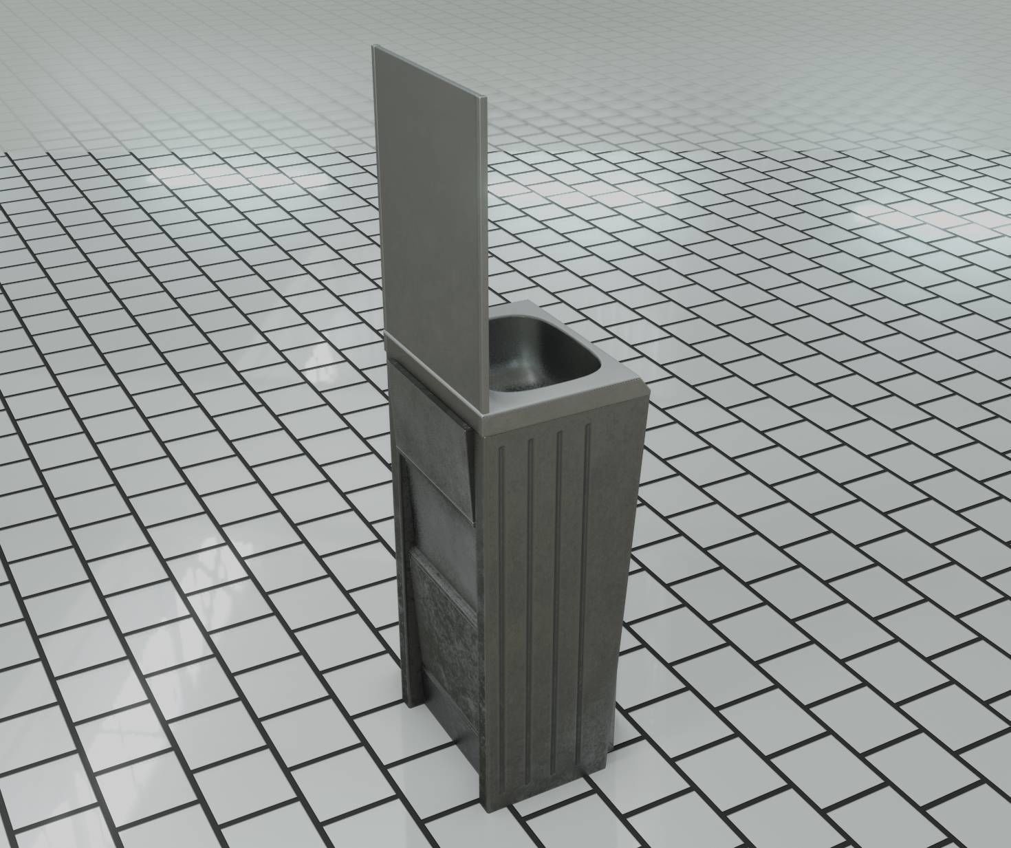 Public Futuristic Sink - 38 - with Mirror Low-poly 3D model_87