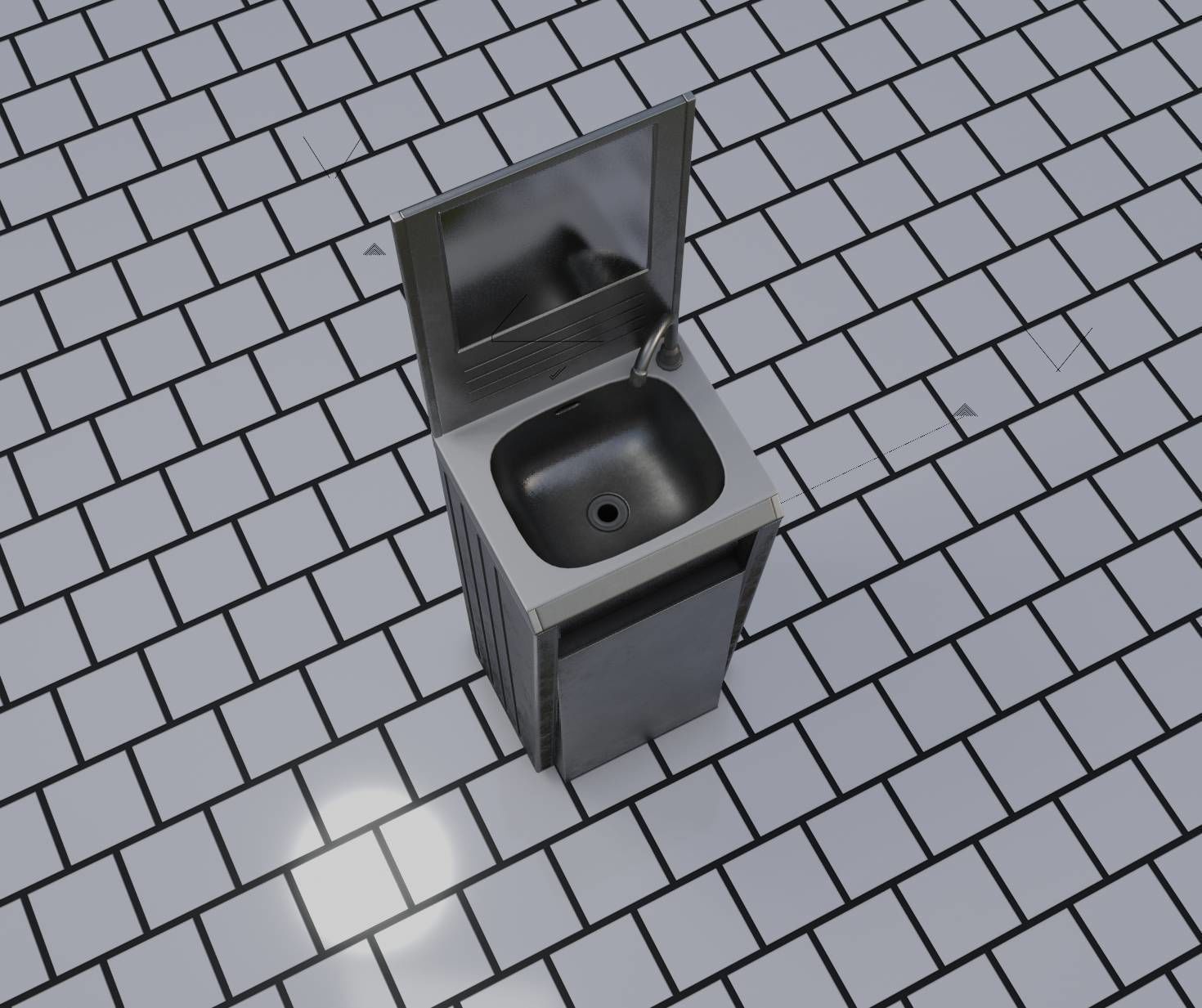 Public Futuristic Sink - 38 - with Mirror Low-poly 3D model_84