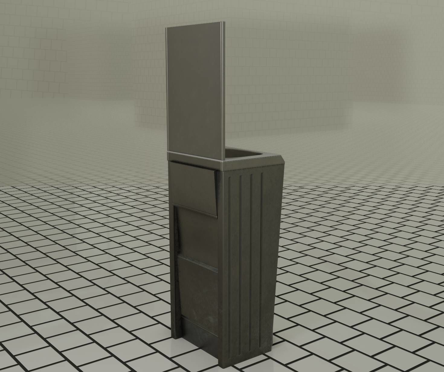 Public Futuristic Sink - 38 - with Mirror Low-poly 3D model_68