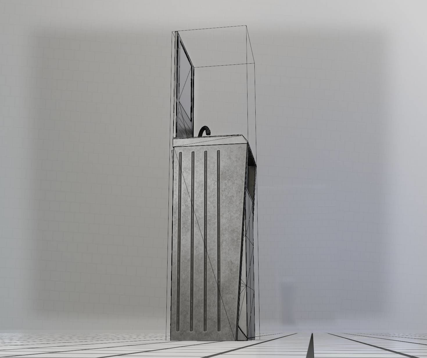 Public Futuristic Sink - 38 - with Mirror Low-poly 3D model_17