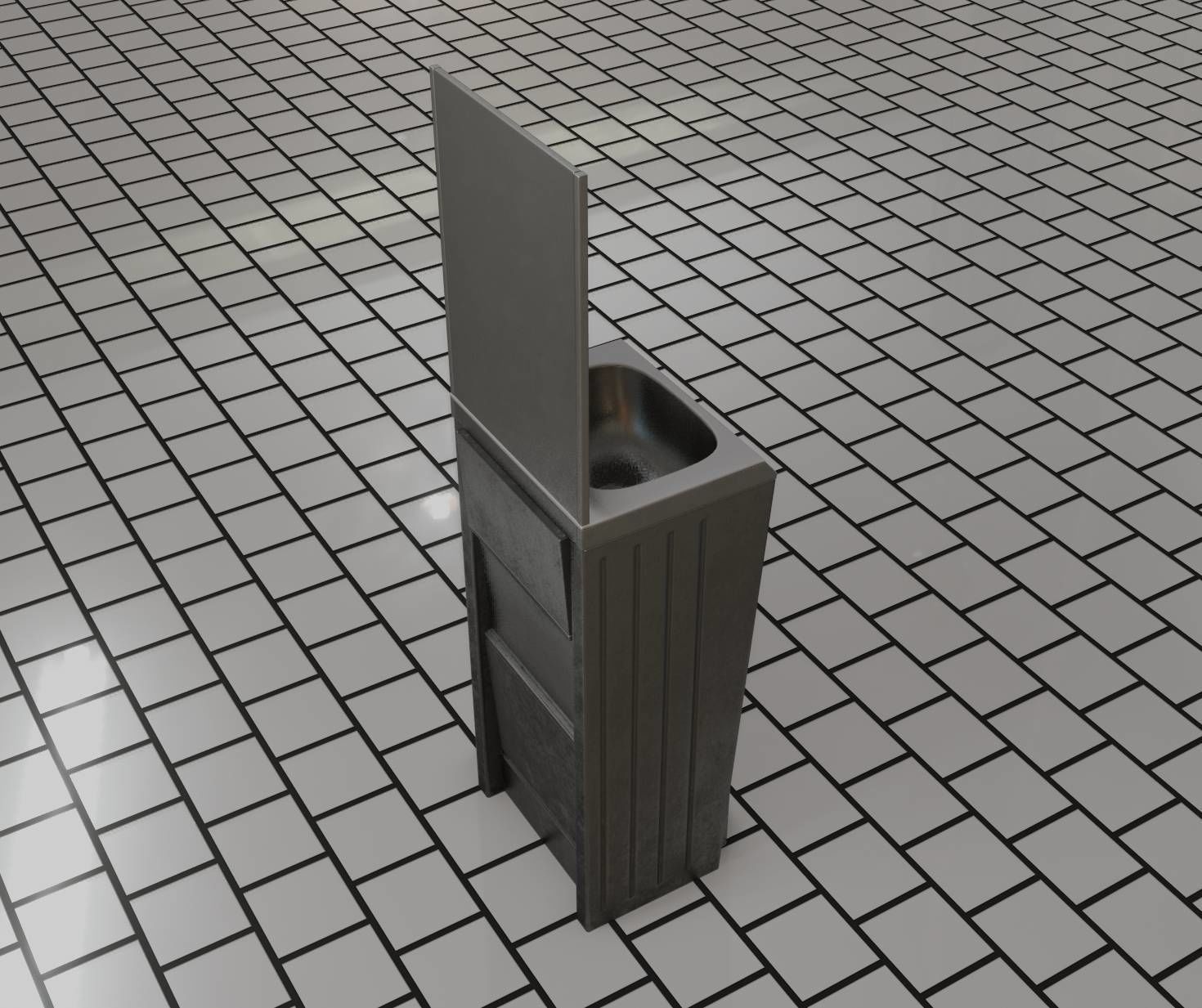 Public Futuristic Sink - 38 - with Mirror Low-poly 3D model_61