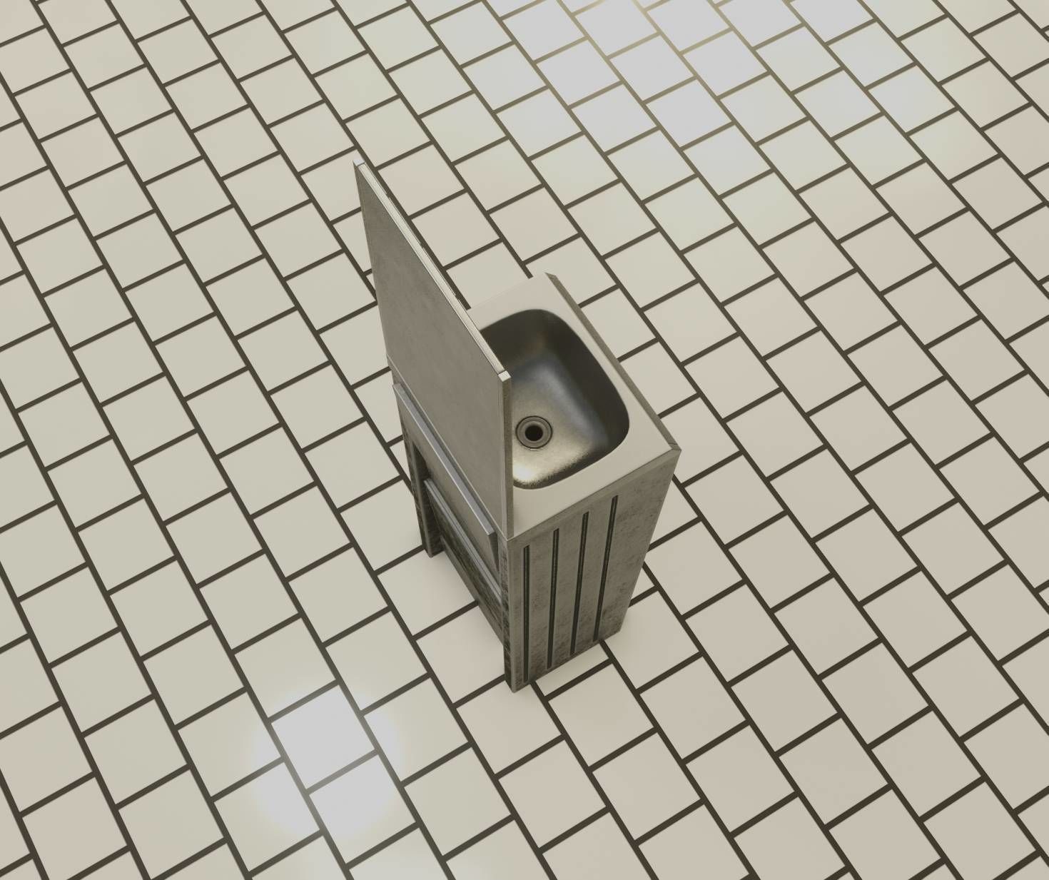 Public Futuristic Sink - 38 - with Mirror Low-poly 3D model_47