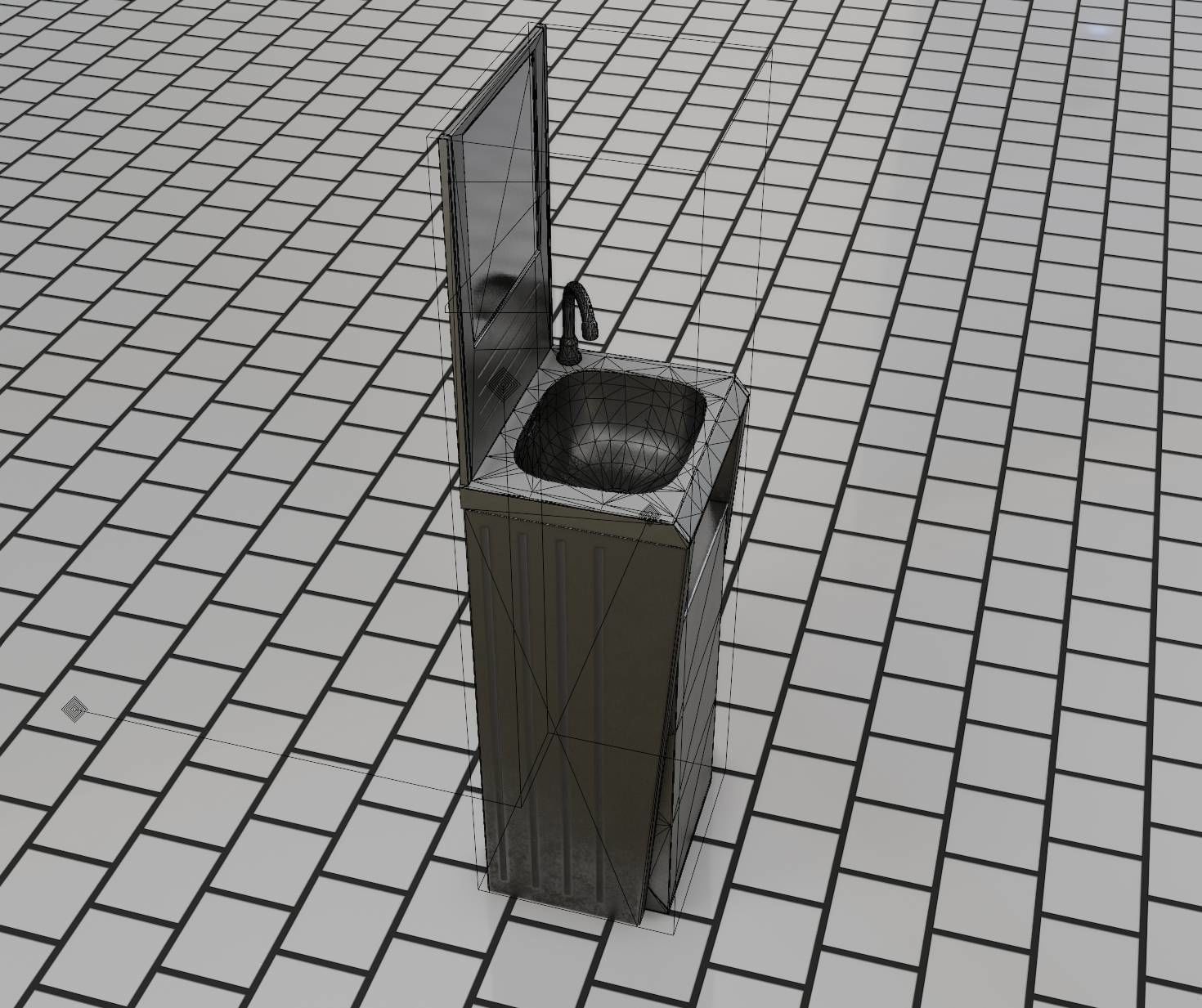 Public Futuristic Sink - 38 - with Mirror Low-poly 3D model_91
