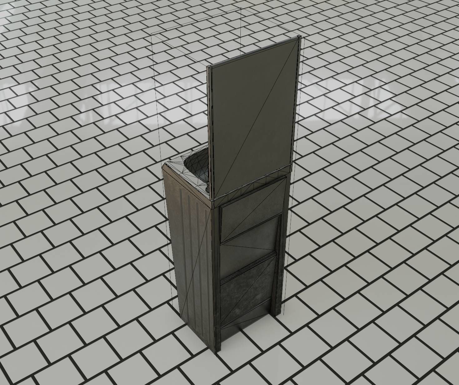 Public Futuristic Sink - 38 - with Mirror Low-poly 3D model_32