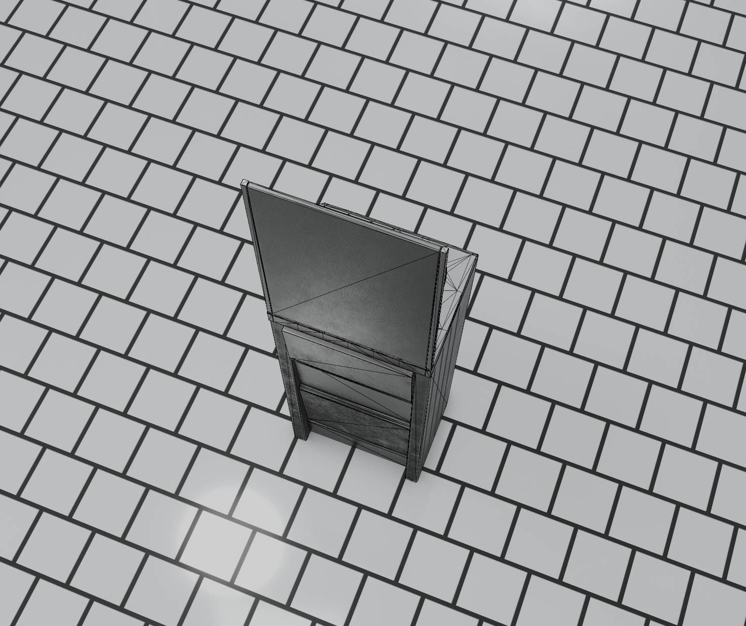 Public Futuristic Sink - 38 - with Mirror Low-poly 3D model_79