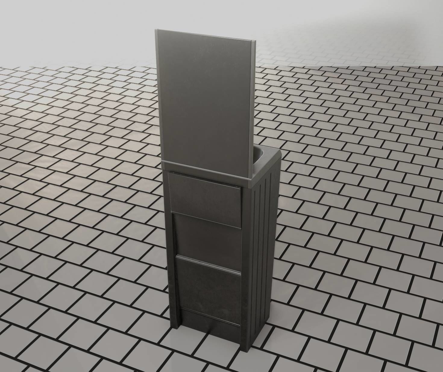 Public Futuristic Sink - 38 - with Mirror Low-poly 3D model_88