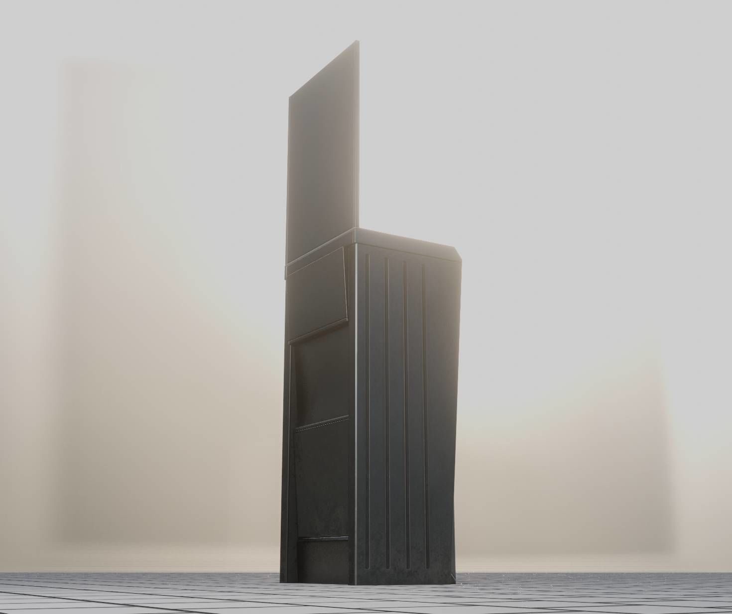 Public Futuristic Sink - 38 - with Mirror Low-poly 3D model_46