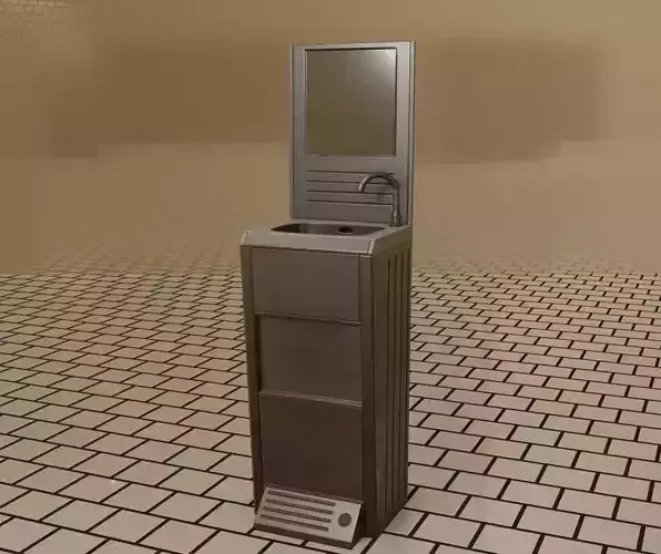 Public Metal Sink - 37 - with Mirror