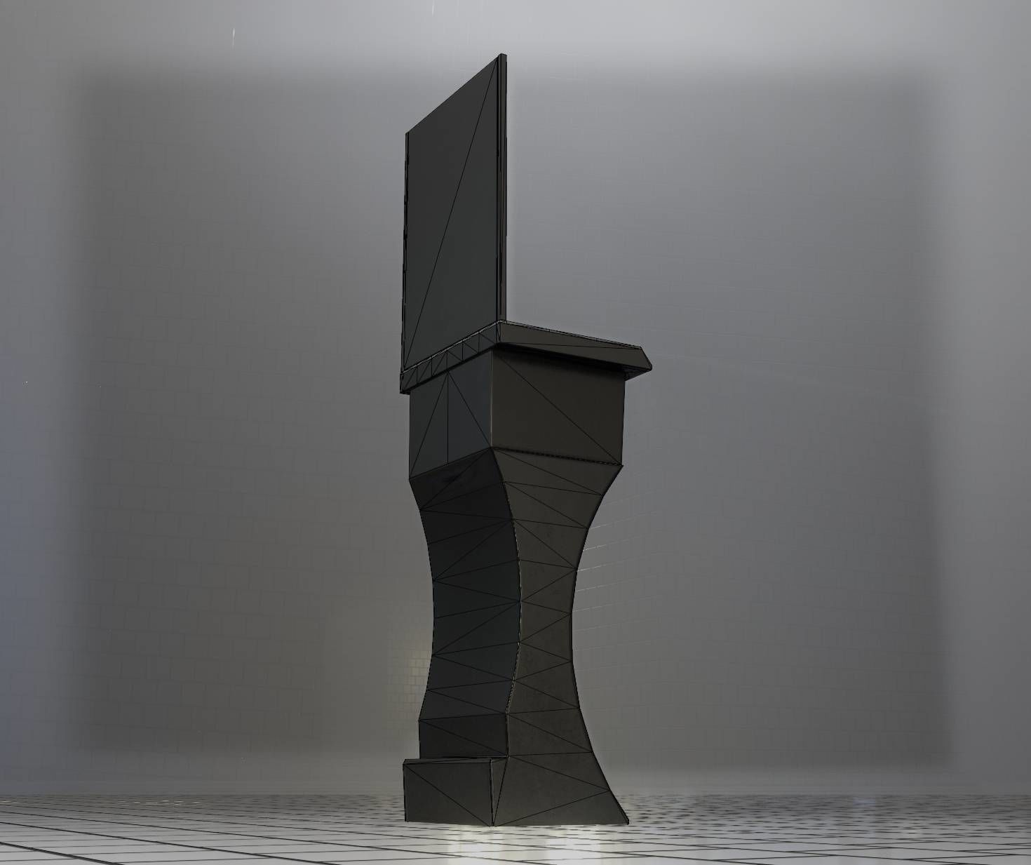 Public Metal Sci-Fi Sink - 35 - with Mirror Low-poly 3D model_11