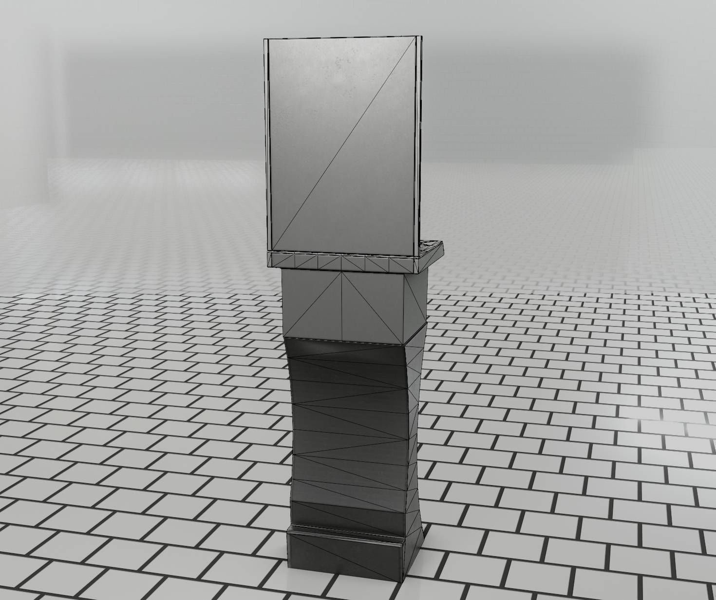 Public Metal Sci-Fi Sink - 35 - with Mirror Low-poly 3D model_90