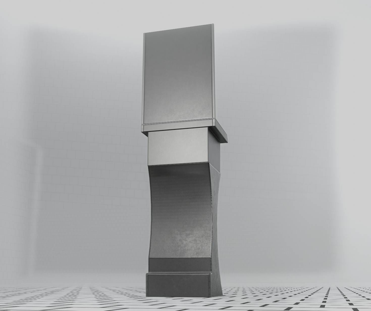 Public Metal Sci-Fi Sink - 35 - with Mirror Low-poly 3D model_91