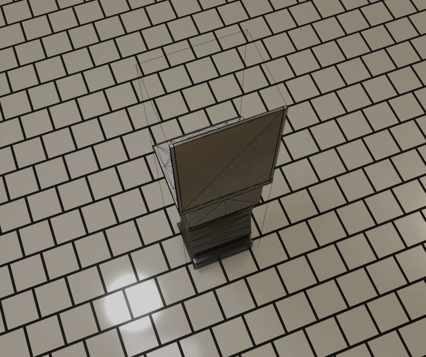 Public Metal Sci-Fi Sink - 35 - with Mirror Low-poly 3D model_14