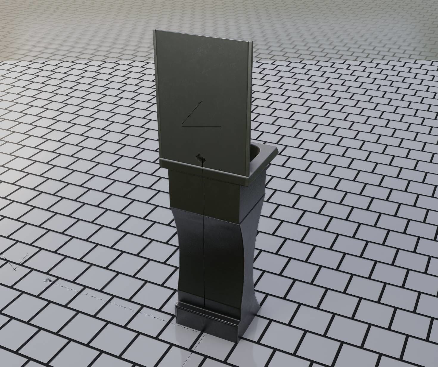 Public Metal Sci-Fi Sink - 35 - with Mirror Low-poly 3D model_78