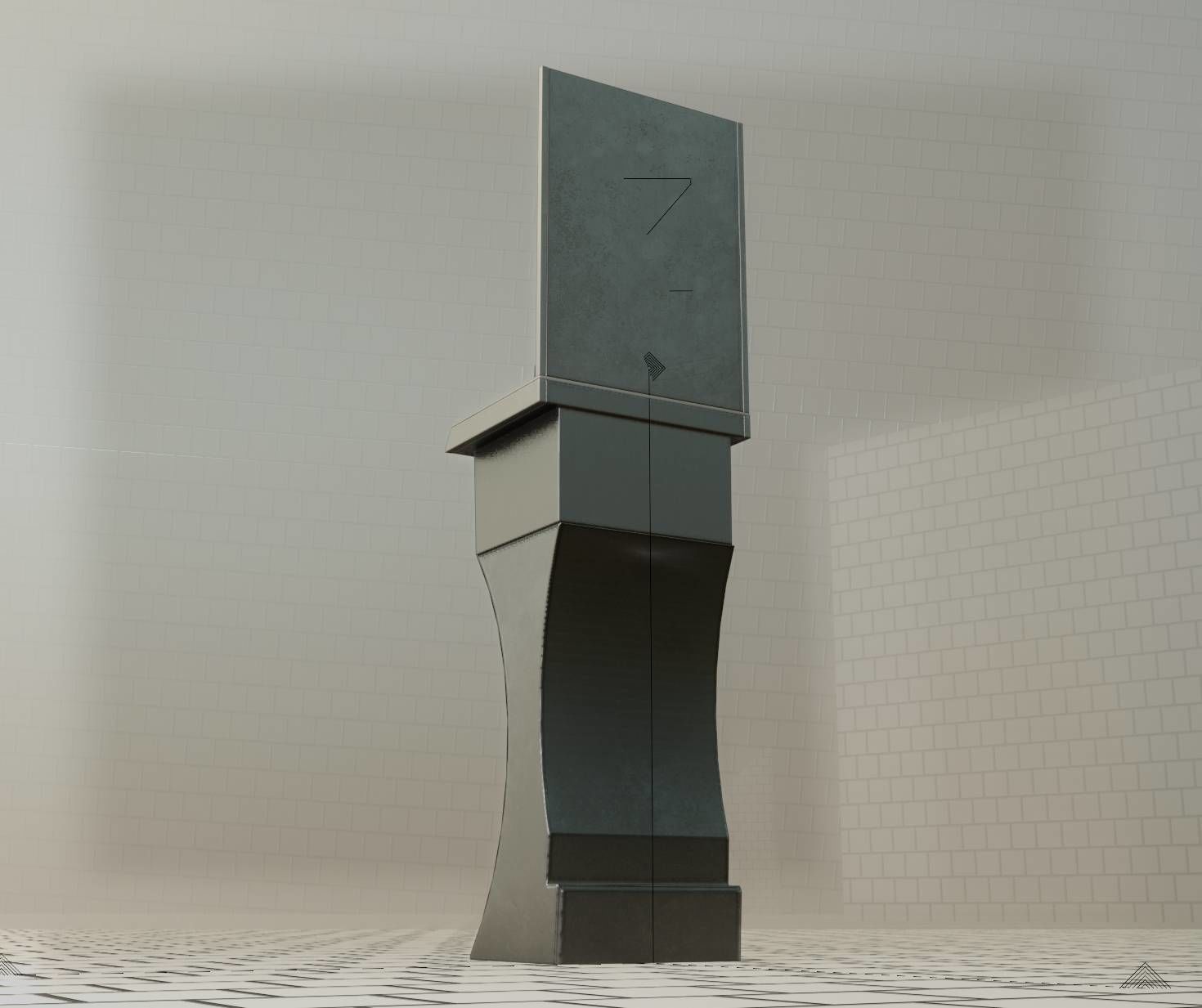 Public Metal Sci-Fi Sink - 35 - with Mirror Low-poly 3D model_61