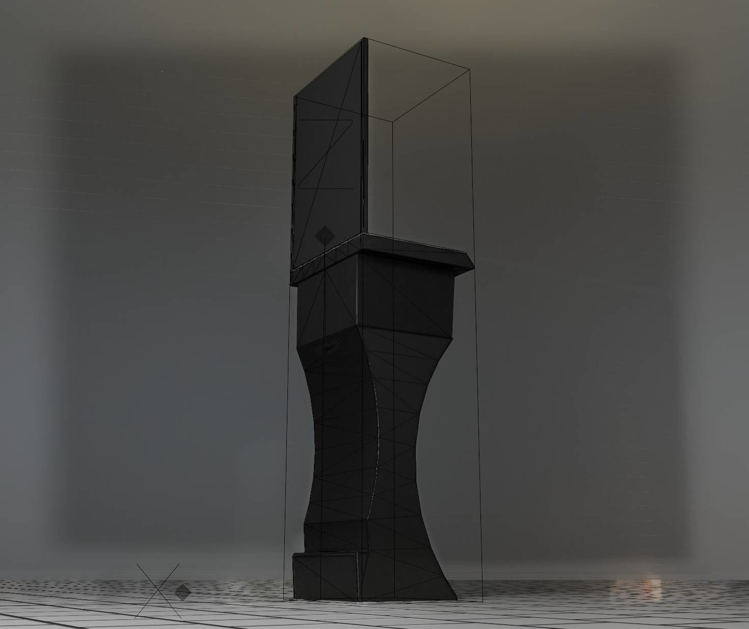 Public Metal Sci-Fi Sink - 35 - with Mirror Low-poly 3D model_67