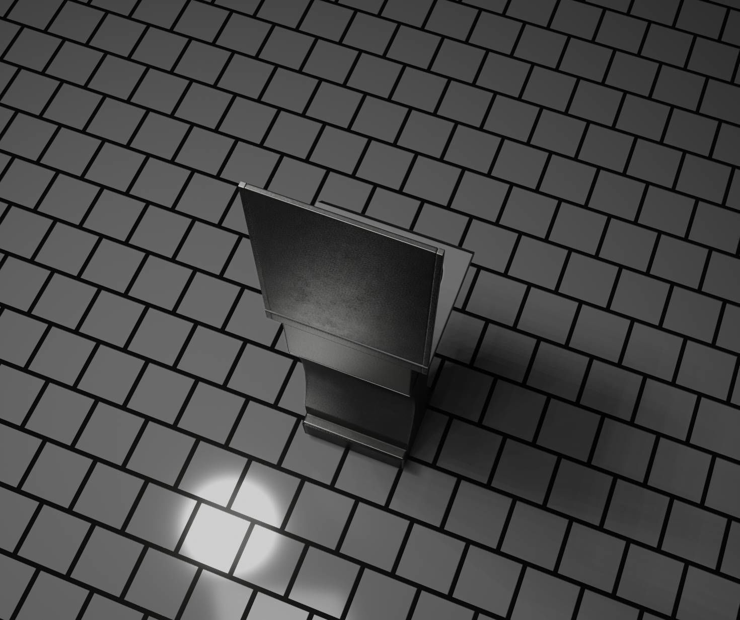 Public Metal Sci-Fi Sink - 35 - with Mirror Low-poly 3D model_69